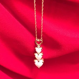 10 Kt. Created Opal Drop Heart Neckace
